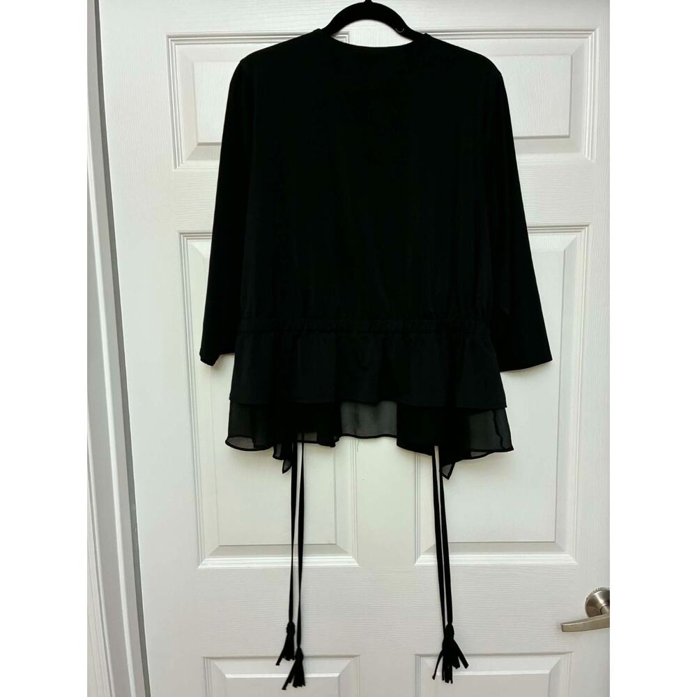 Lane Bryant Black Chiffon Open Front Cardigan Jacket Tie Hem Plus 18/20